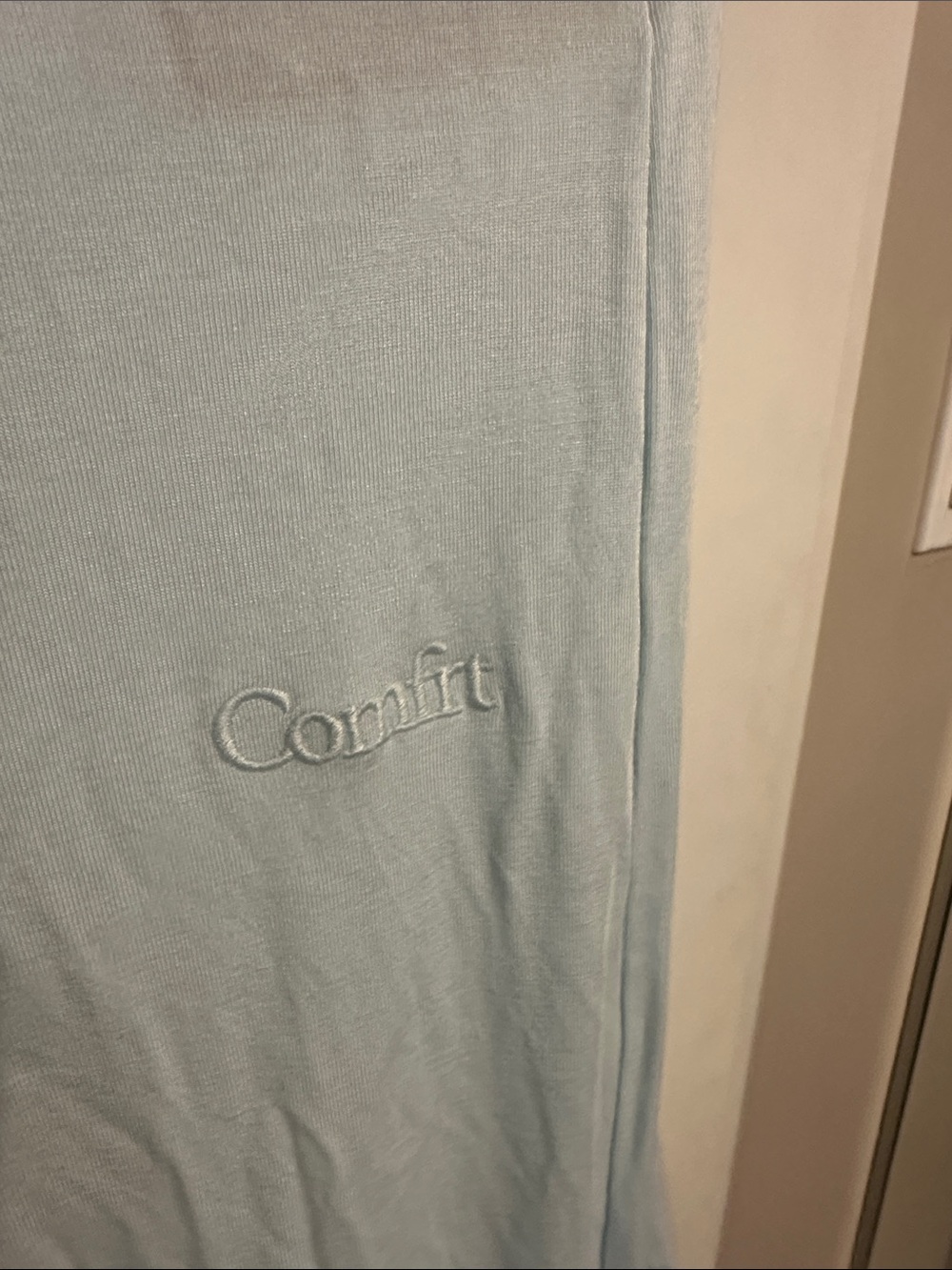 Women's Light Blue Button-Front Pajama Set - Long Sleeve Top & Lounge Pants - Picture 5 of 6
